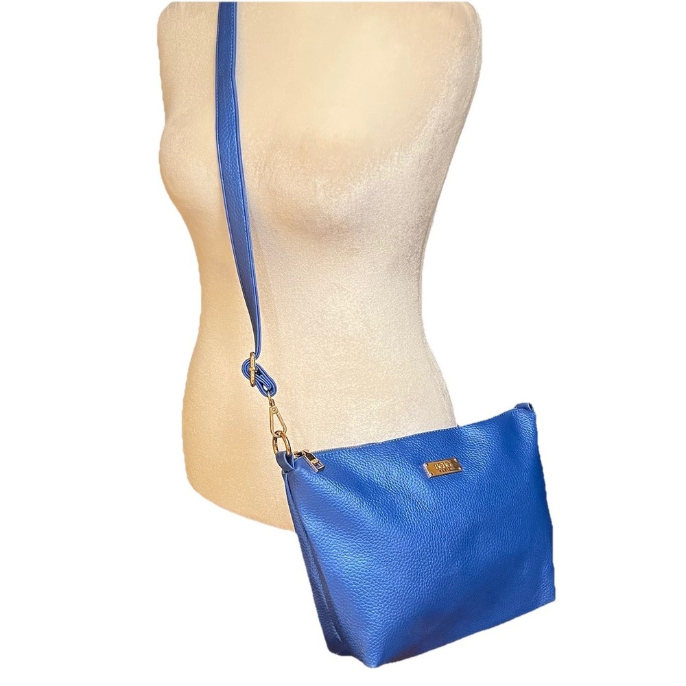 BCBG‎ Maxazria Paris Shimmery Blue Vegan Pebbled Leather Crossbody Bag Travel